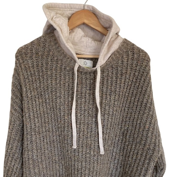 aerie Sweaters - Aerie Womens Cozy Ribbed Chunky Knit Hoodie Sweater Size Medium Tan Brown